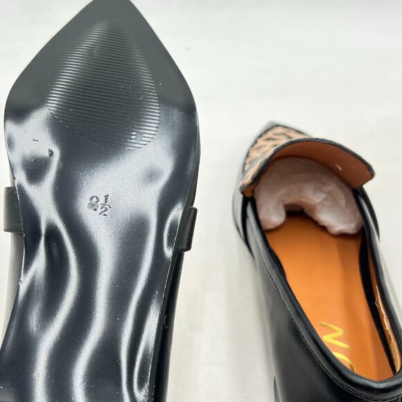 YDN Leopard Black Loafers Comfort Stacked Low Heel Poined Slip On Walking Shoes - Picture 6 of 8